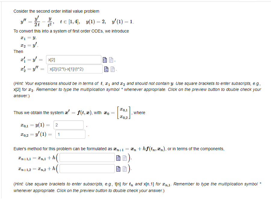 Solved Cosider The Second Order Initial Value Problem Y Y Chegg