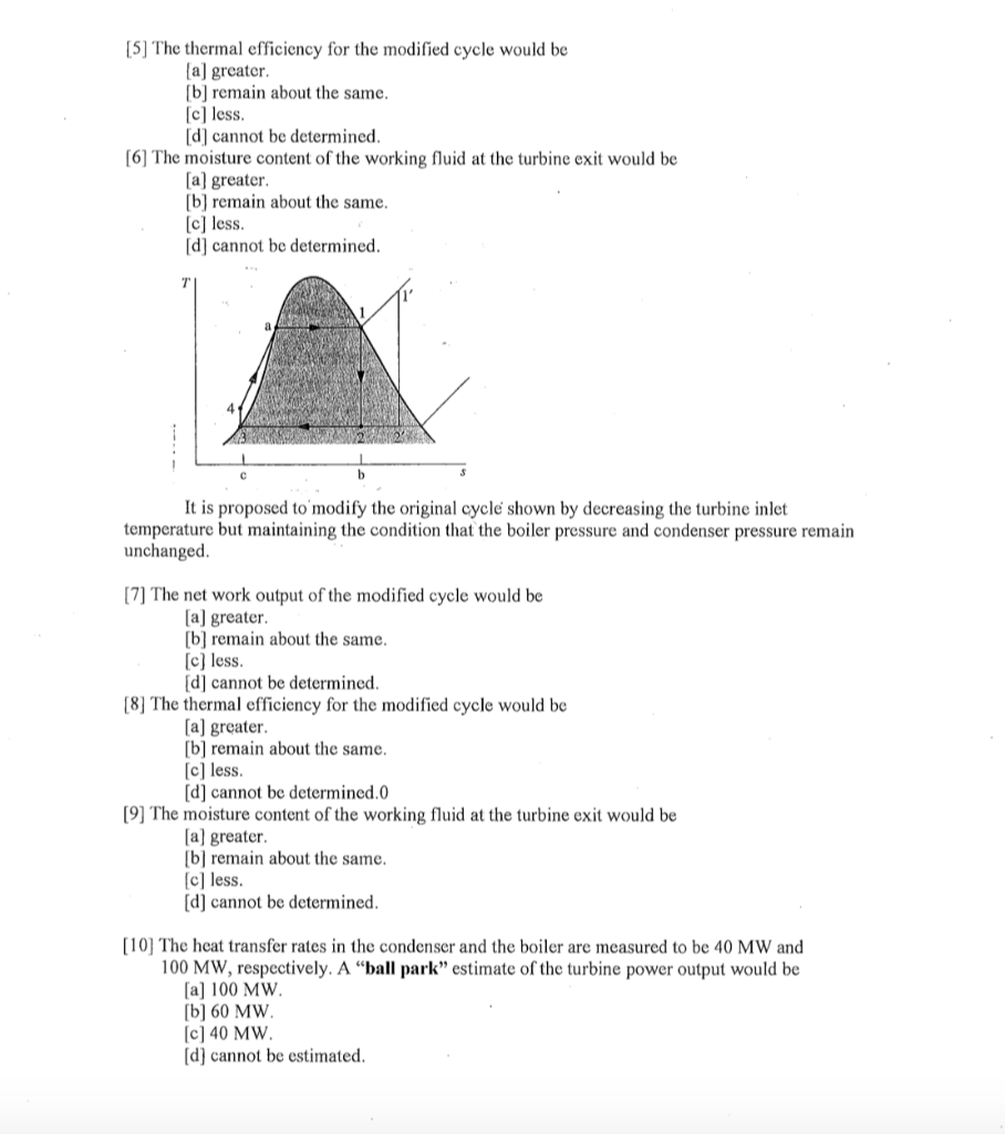 Solved The following questions relate to an ideal Rankine | Chegg.com