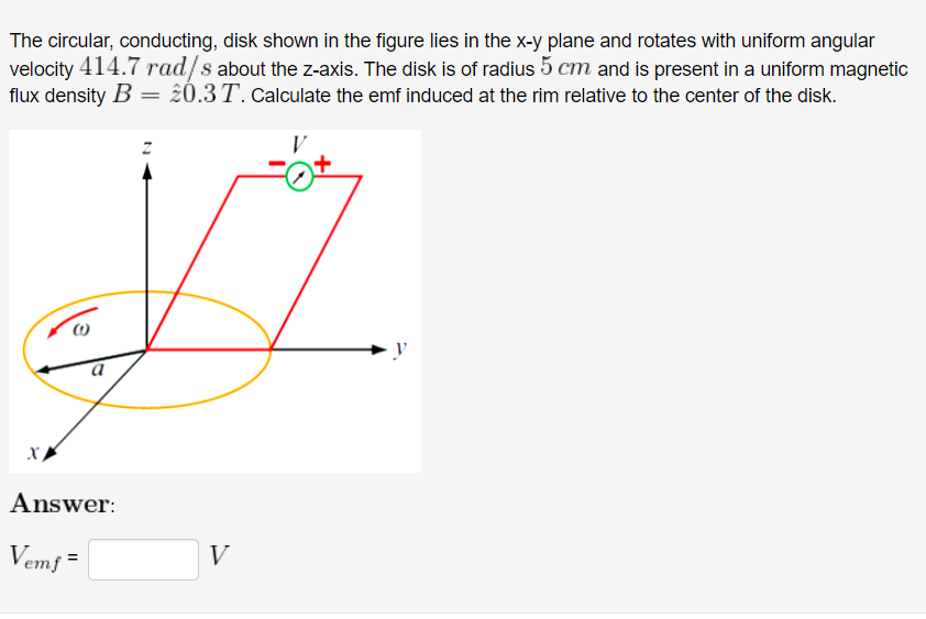 Solved The circular, conducting, disk shown in the figure | Chegg.com