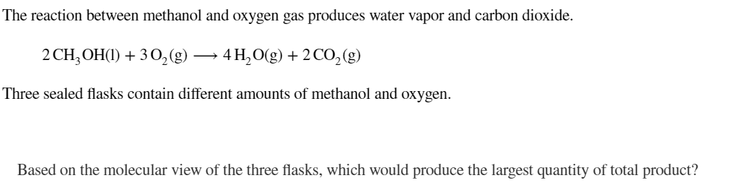 Solved The reaction between methanol and oxygen gas produces | Chegg.com