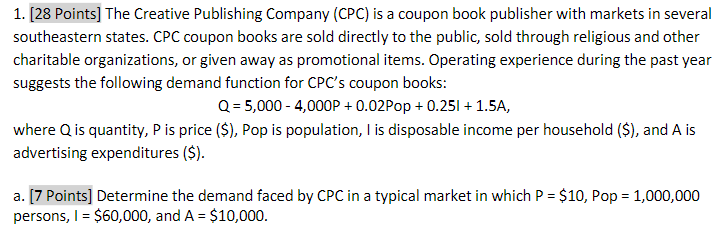 Solved 1 28 Points The Creative Publishing Company CPC Chegg