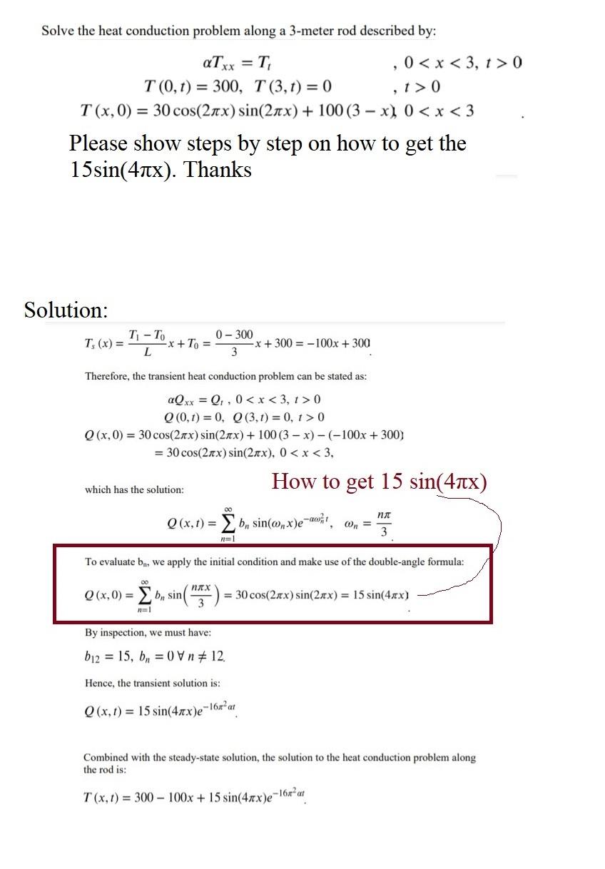 Solved Solve the heat conduction problem along a 3-meter rod | Chegg.com