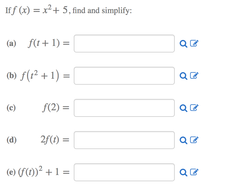 If F X X2 5 Find And Simplify A F T 1 Chegg Com