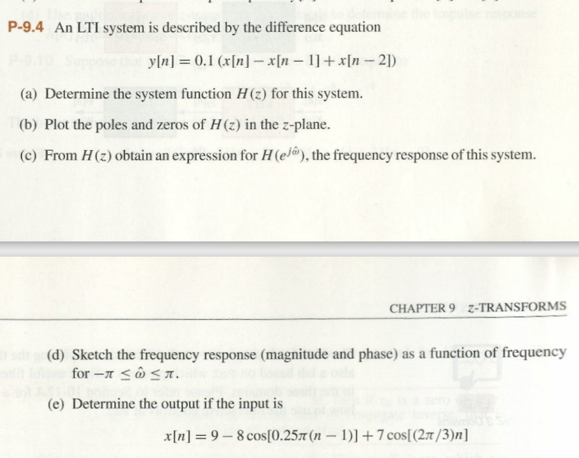 Solved P-9.4 An LTI System Is Described By The Difference | Chegg.com