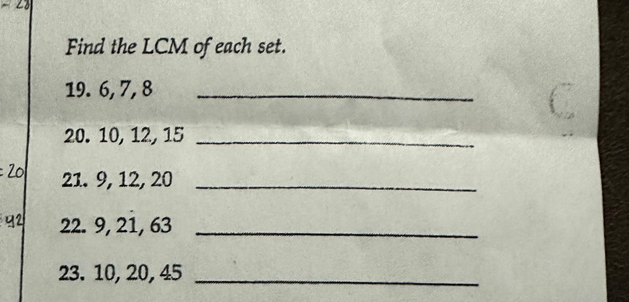 find the lcm of 5 12 3 7 and 6 19