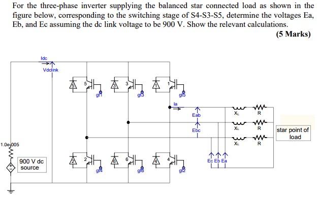 Solved For the three-phase inverter supplying the balanced | Chegg.com