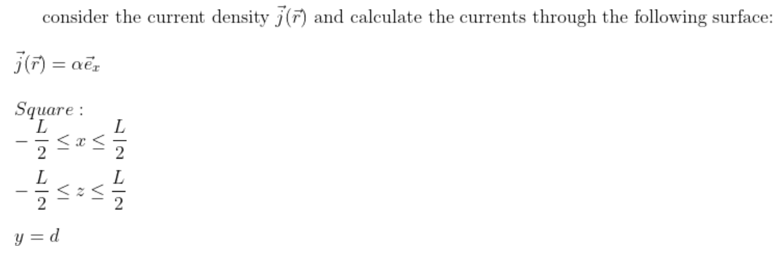 Solved consider the current density 1 (7) and calculate the | Chegg.com