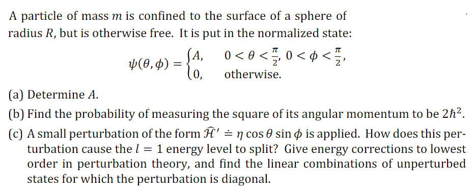 Solved A particle of mass m ﻿is confined to the surface of a | Chegg.com