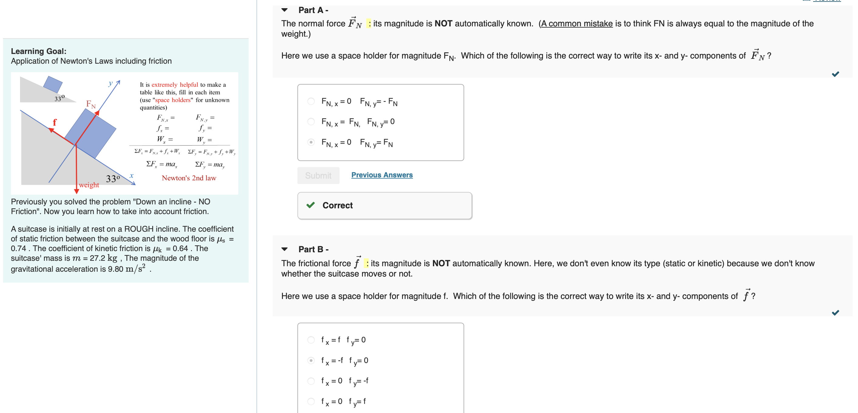 Solved Part A - The normal force FN : its magnitude is NOT | Chegg.com
