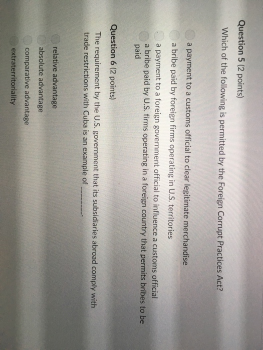 Solved Question 5 (2 points) Which of the following is | Chegg.com