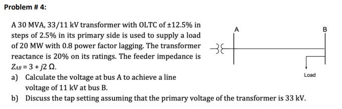 Solved А B Problem # 4: A 30 MVA, 33/11 kV transformer with | Chegg.com