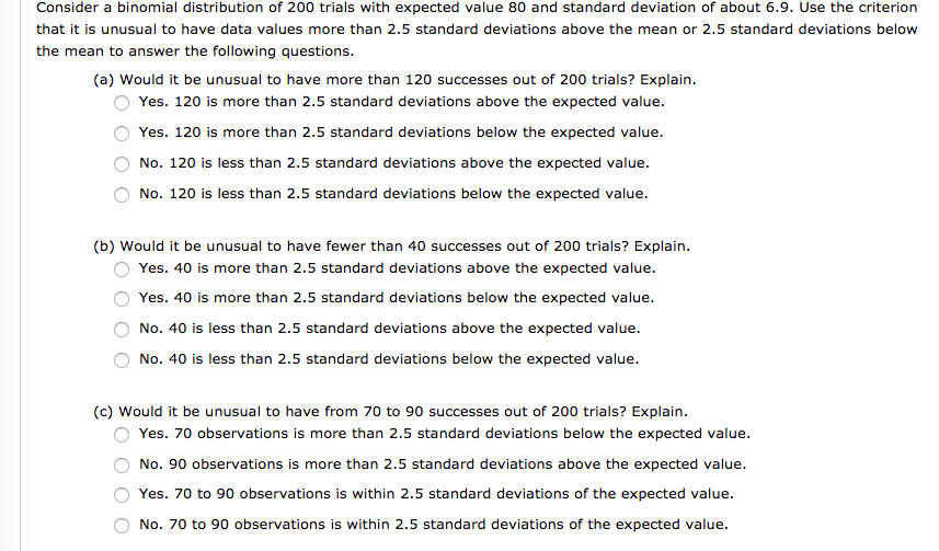 Solved Consider a binomial distribution of 200 trials with
