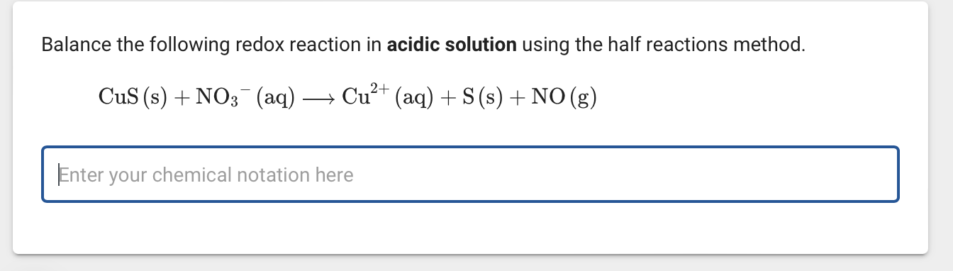 Solved Balance the following redox reaction in acidic | Chegg.com