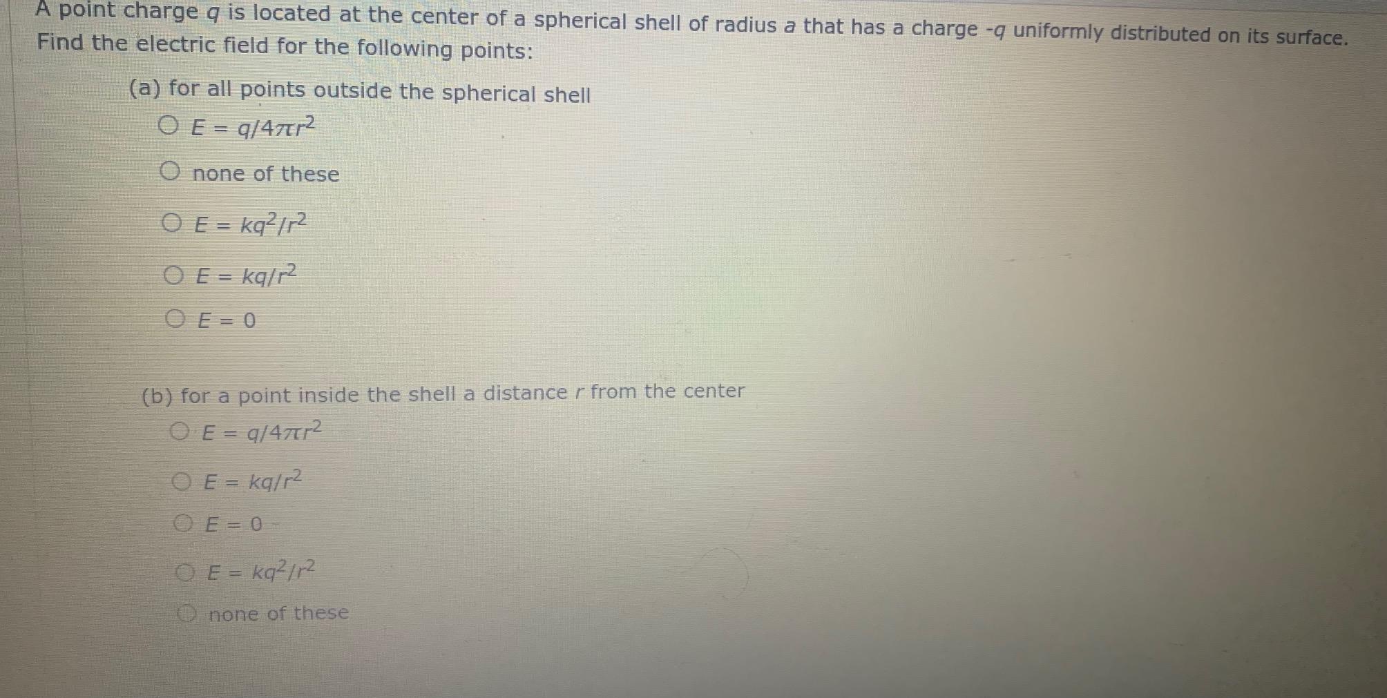 Solved A point charge q is located at the center of a | Chegg.com