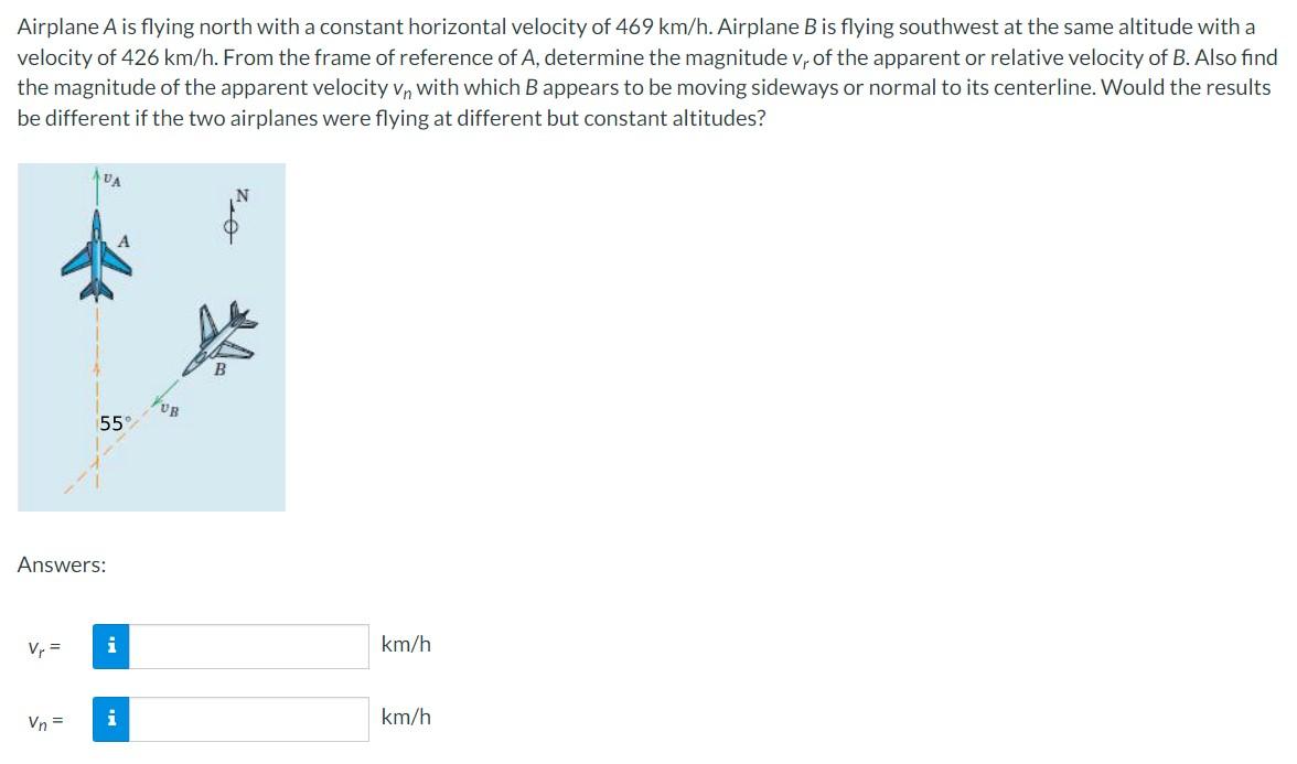 Solved Airplane A Is Flying North With A Constant Horizontal | Chegg.com