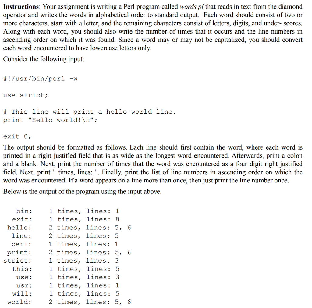 perl scripting assignment