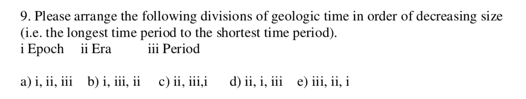 Solved 9. Please arrange the following divisions of geologic | Chegg.com