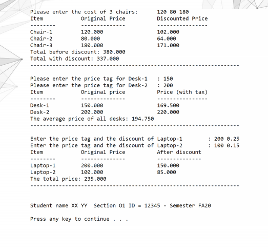 Solved Problem Write a C program that calculates the cost of | Chegg.com