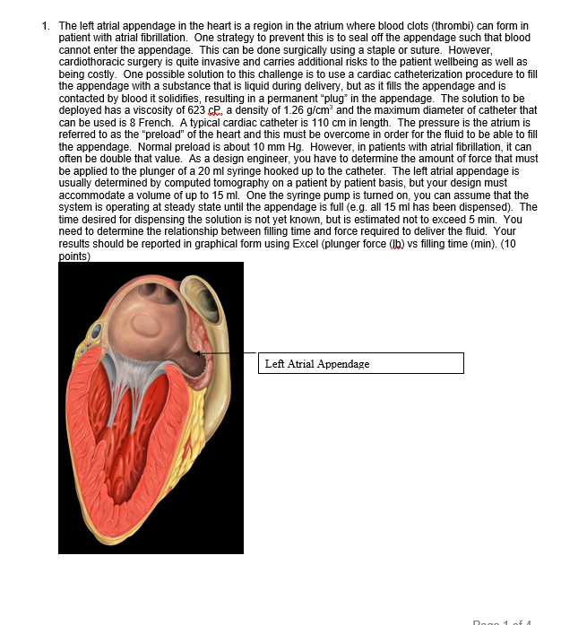 1. The left atrial appendage in the heart is a region | Chegg.com