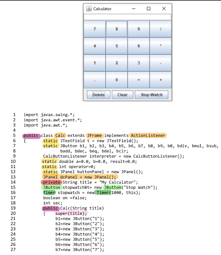 Solved c. Write names of properties of Calc that are