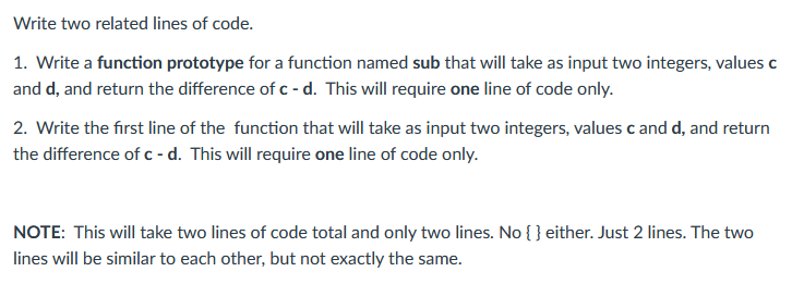 Solved Write two related lines of code. 1. Write a function | Chegg.com