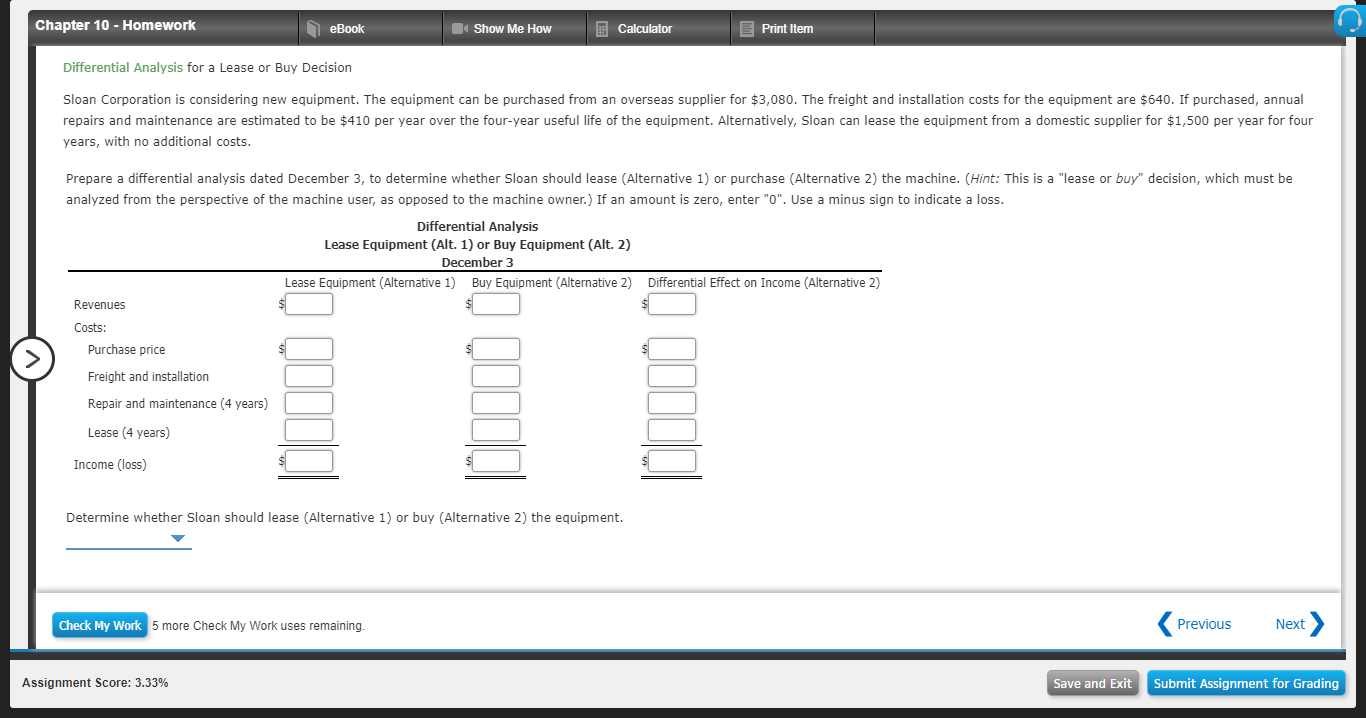 Solved Chapter 10 - Homework eBook Show Me How Calculator | Chegg.com