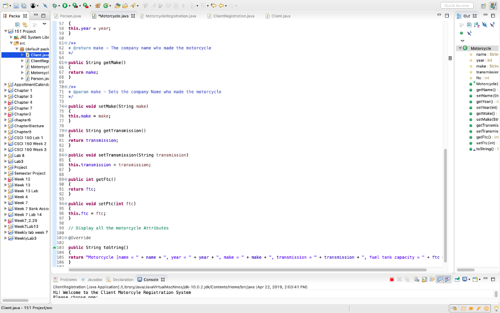JAVA I need help editing the following classes. I | Chegg.com