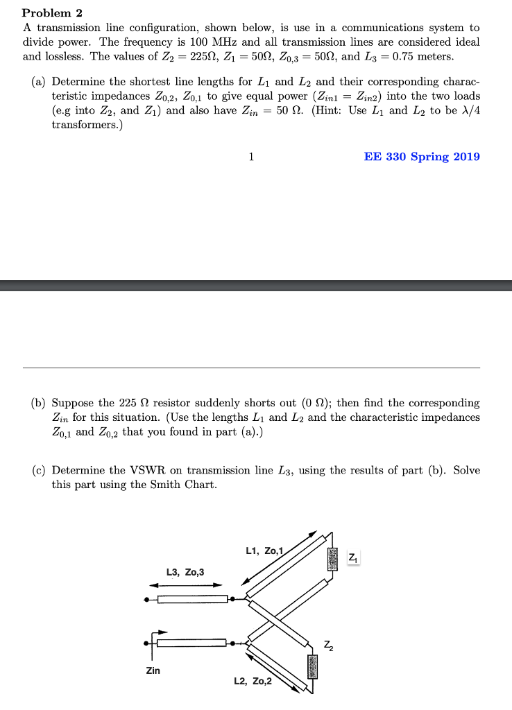 Solved Problem 2 A transmission line configuration, shown