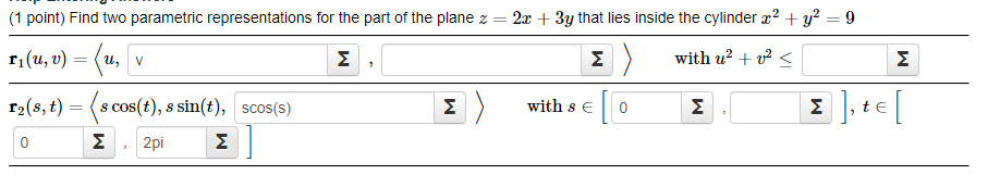 Solved M (1 point) Find two parametric representations for | Chegg.com