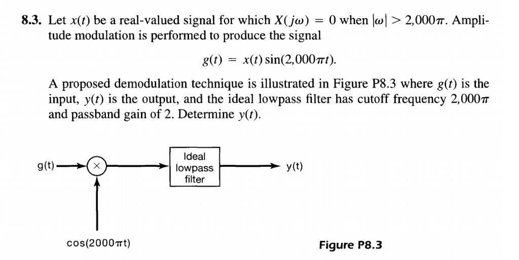 Solved 8 3 Let X T Be A Real Valued Signal For Which X Jo