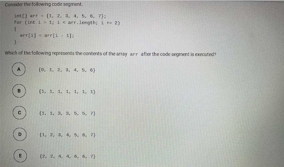 Solved: Consider The Following Code Segment. Int[] Arr