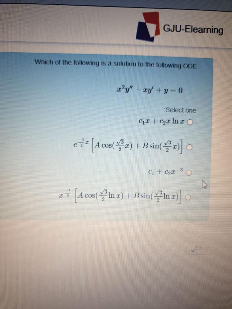 Solved GJU-Elearning Which of the following is a solution to | Chegg.com
