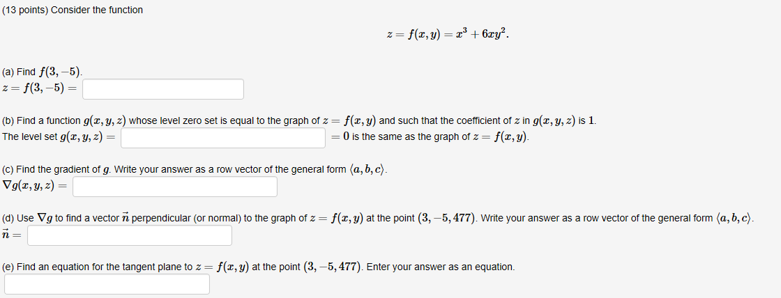 Solved 13 Points Consider The Function Z F X Y X3 Chegg Com