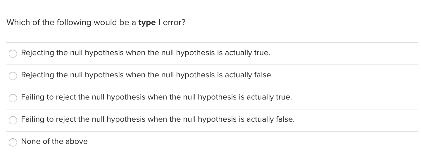 null hypothesis type 1 error