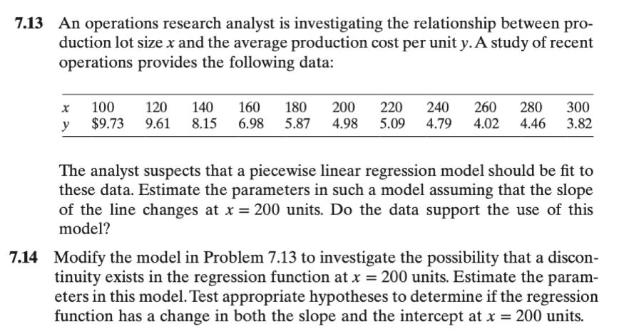 Operations Research Analyst Mathnatics 7.13 An operations research analyst is investigating | Chegg.com
