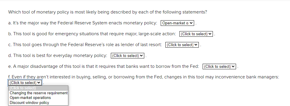 Solved Which tool of monetary policy is most likely being | Chegg.com