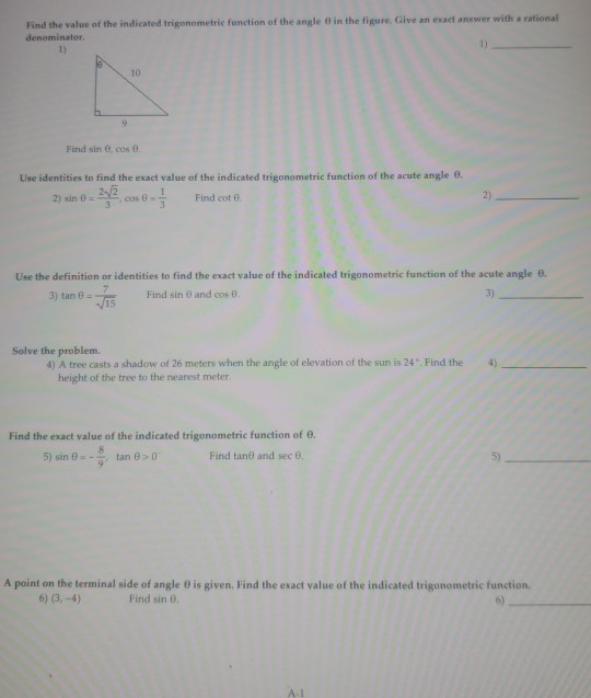 Solved Find the value of the indicated trigonometric | Chegg.com