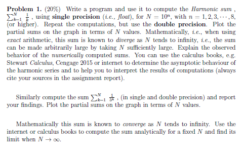 Solved Problem 1. (20\%) Write a program and use it to | Chegg.com