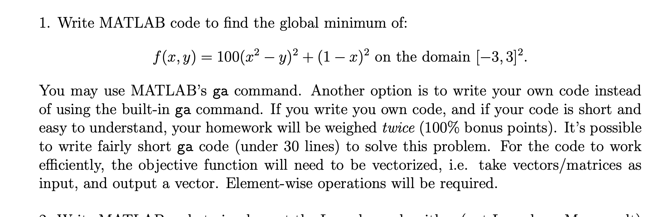1. Write MATLAB code to find the global minimum of: | Chegg.com