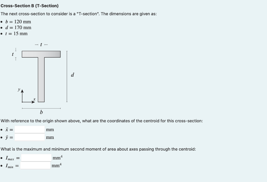 Solved Cross-Section B (T-Section) The Next Cross-section To | Chegg.com