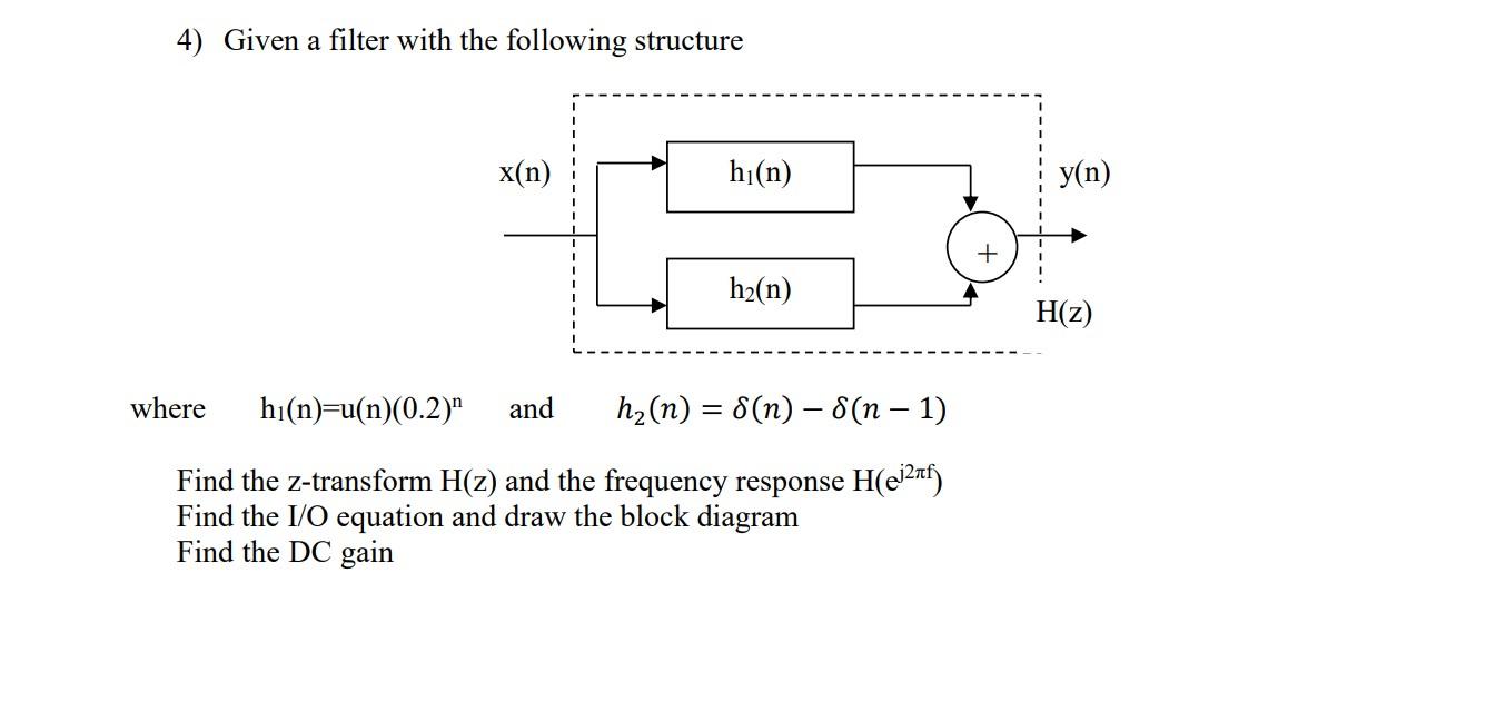 Solved 4) Given a filter with the following structure vhere | Chegg.com