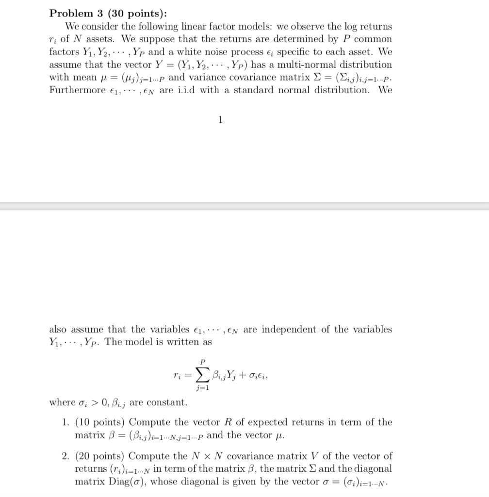 Problem 3 (30 points): We consider the following | Chegg.com