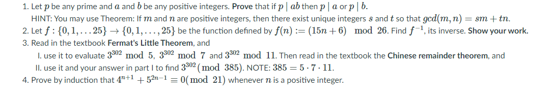 Solved 1. Let p be any prime and a and b be any positive | Chegg.com