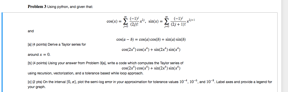 cosc 1336 | python - 2025 Images High Quality Grahic Problem 3 Using python, and given that: cos(x) = Ë ", | Chegg.com