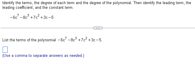 Solved Identify the terms, the degree of each term and the | Chegg.com