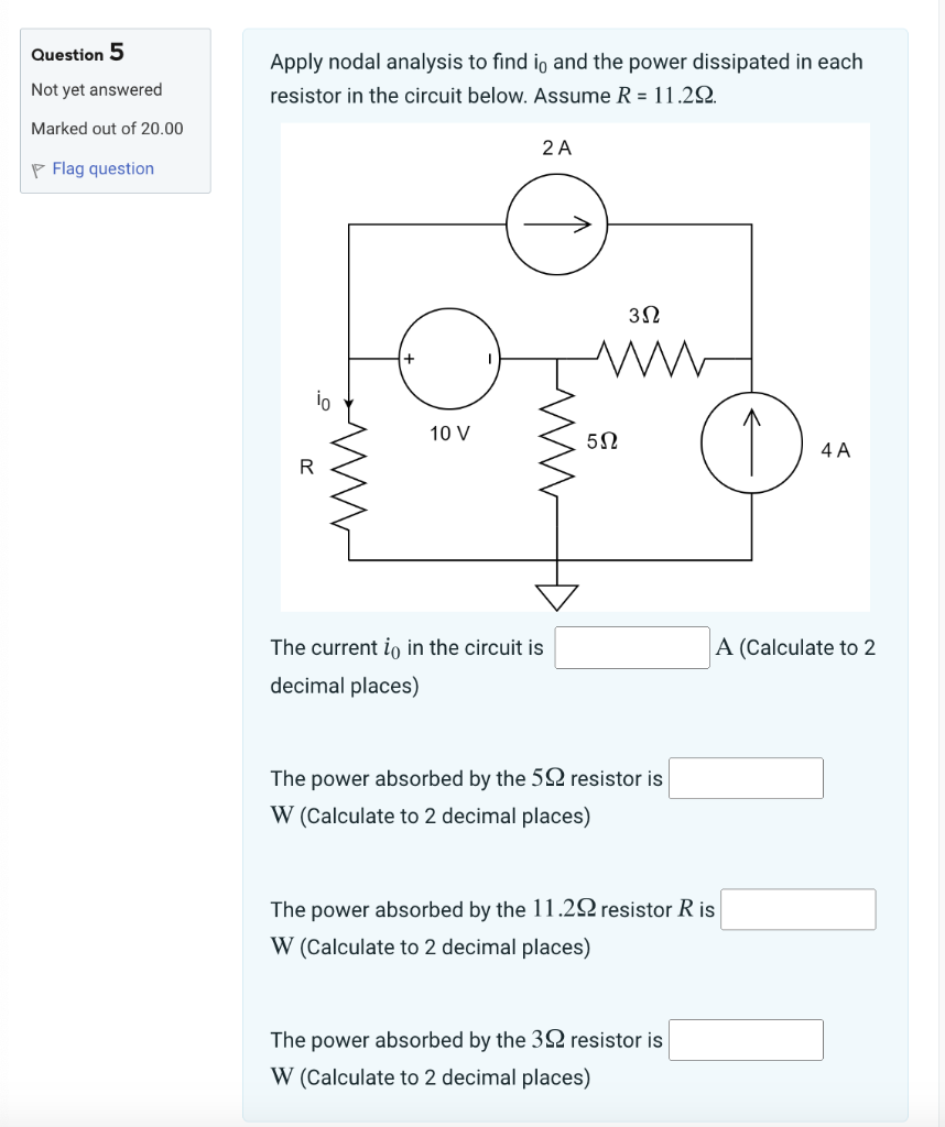 Solved Question 5 Apply Nodal Analysis To Find I0 And The | Chegg.com