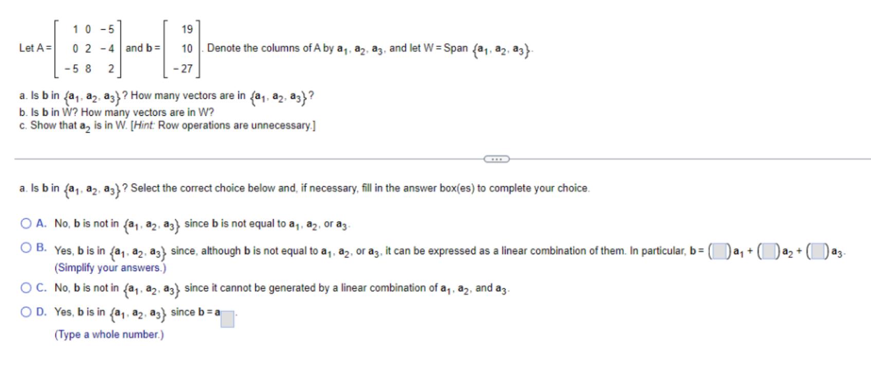 Solved Let A=⎣⎡10−5028−5−42⎦⎤ And B=⎣⎡1910−27⎦⎤. Denote The | Chegg.com