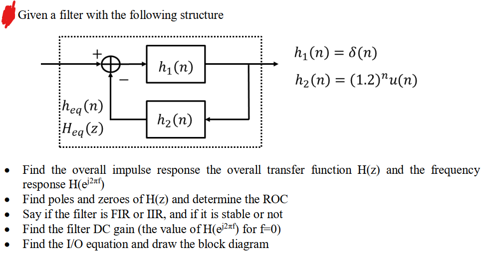 Solved Given a filter with the following structure | Chegg.com