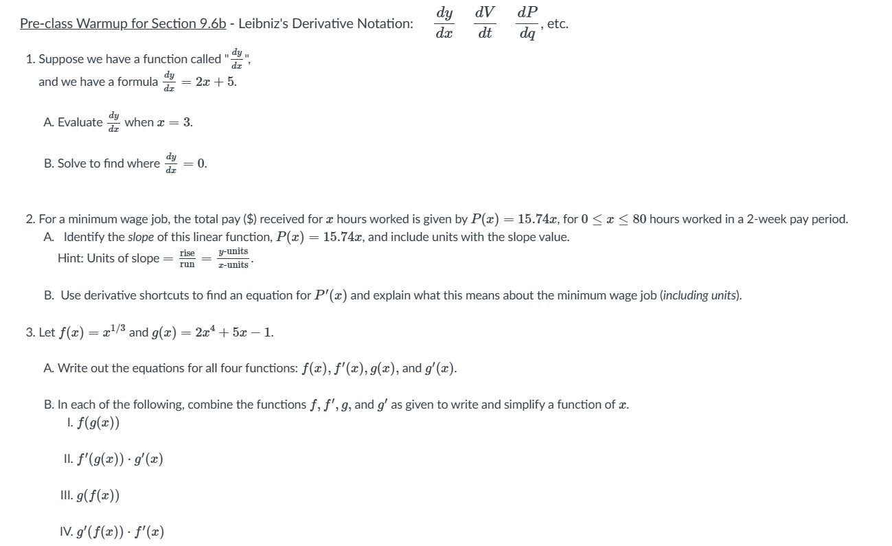 Solved Pre-class Warmup for Section 9.6b - Leibniz's | Chegg.com