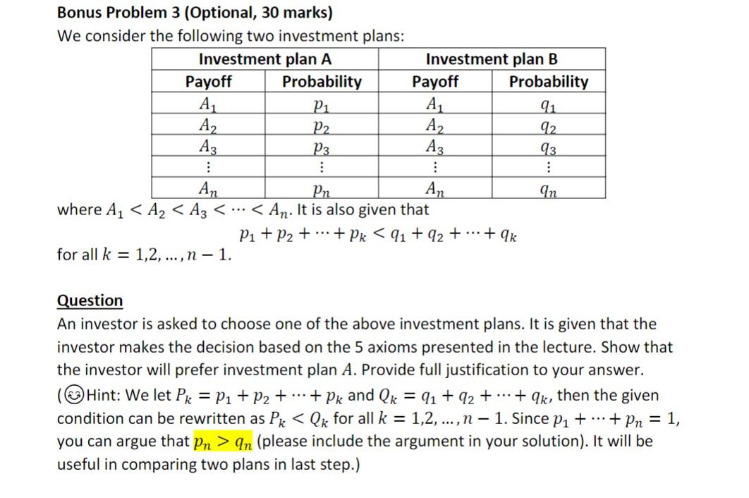Solved Bonus Problem 3 (Optional, 30 marks) We consider the | Chegg.com